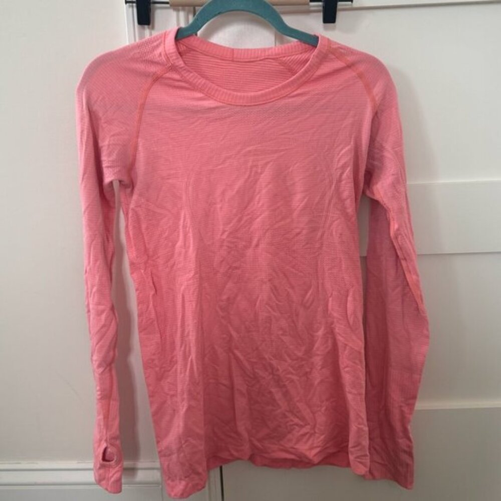 Lululemon Coral Pink Long Sleeve Top Size 4 Swiftly Style